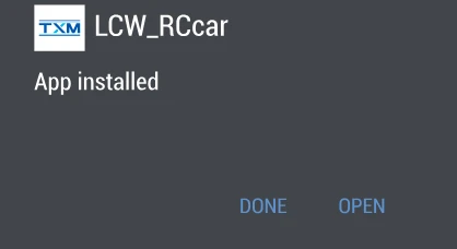 Android confirming the app is installed